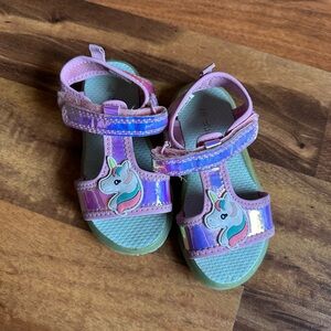 Carters Toddler Girls Unicorn Rainbow Sandals Size 8
